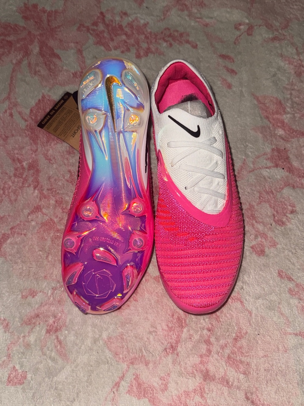 Nike Women’s Soccer Cleats in Hot Pink, White and Iridescent